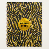 Budget Mooie Meisjesachtige Nep Gouden Glitter Fol Planner (Voorkant)