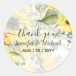 Budget Mooie ZONNEBLOEMEN groenwerk Trouwdag Ronde Sticker