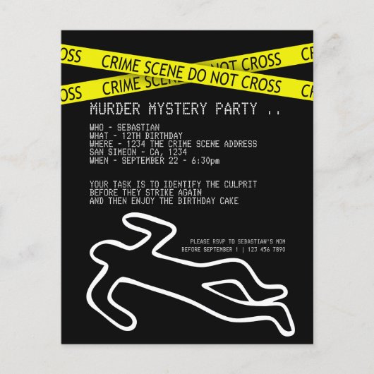 BUDGET Moord Mystery Party Uitnodiging (Voorkant)