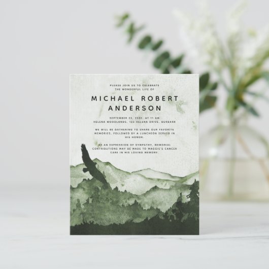 Budget Mountain Celebration of Life Invitation (Staand voorkant)