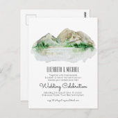 Budget Mountain Lake Wedding Waterverf Briefkaart (Voorkant / Achterkant)