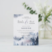 Budget Mountain Rustic paarse Wedding Invitation (Staand voorkant)