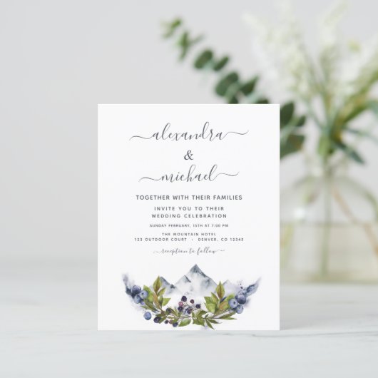 Budget Mountain Rustic Waterverf Greenery Wedding (Staand voorkant)