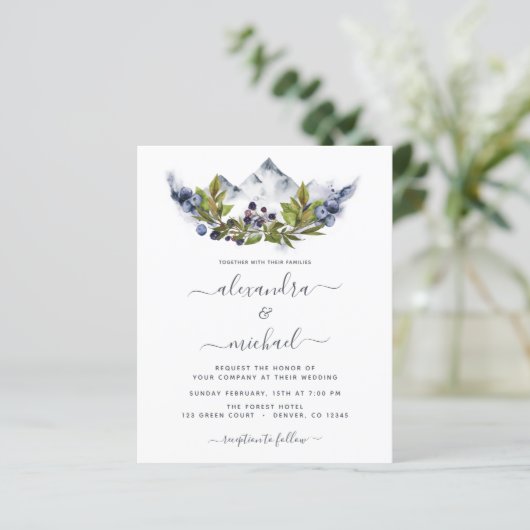 Budget Mountain Rustic Waterverf Greenery Wedding (Staand voorkant)