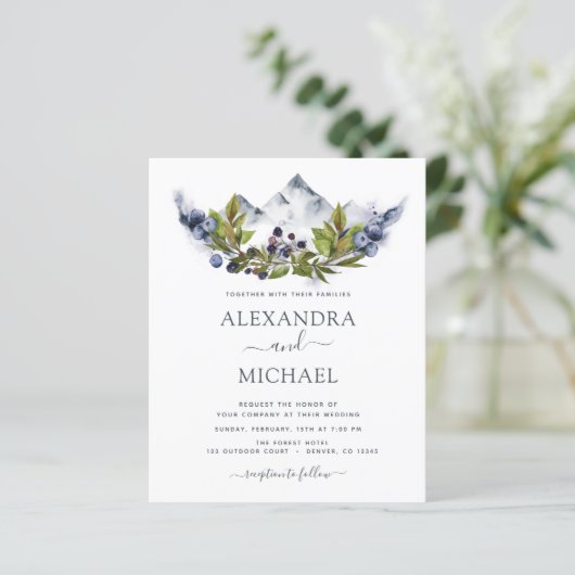 Budget Mountain Rustic Waterverf Greenery Wedding (Staand voorkant)