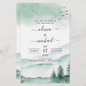 Budget Mountain Rustic Waterverf Greenery Wedding (Voorkant / Achterkant)