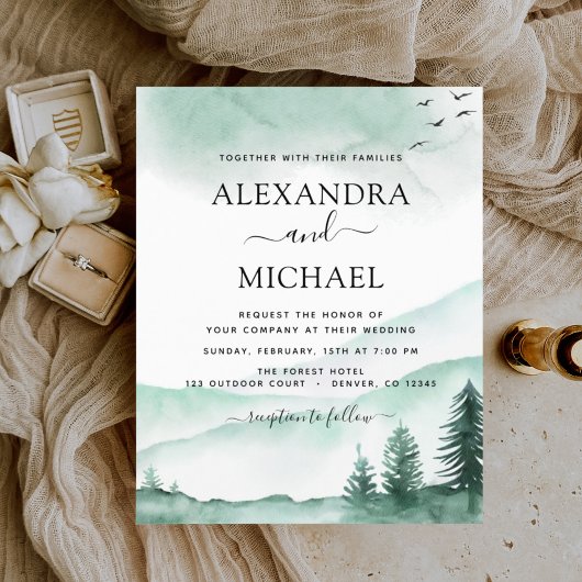 Budget Mountain Rustic Waterverf Greenery Wedding