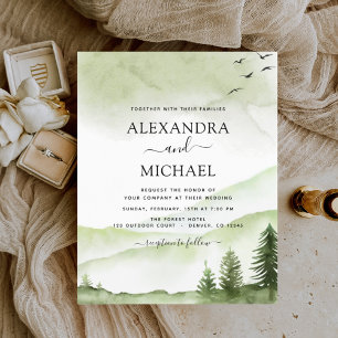 Budget Mountain Rustic Waterverf Greenery Wedding