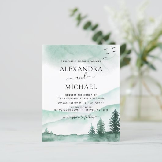 Budget Mountain Rustic Waterverf Greenery Wedding (Staand voorkant)