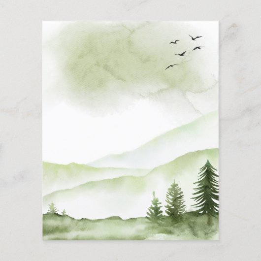 Budget Mountain Rustic Waterverf Greenery Wedding Flyer (Achterkant)
