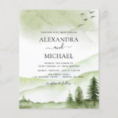 Budget Mountain Rustic Waterverf Greenery Wedding Flyer (Voorkant)