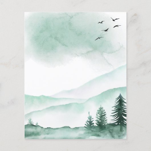 Budget Mountain Rustic Waterverf Greenery Wedding Flyer (Achterkant)