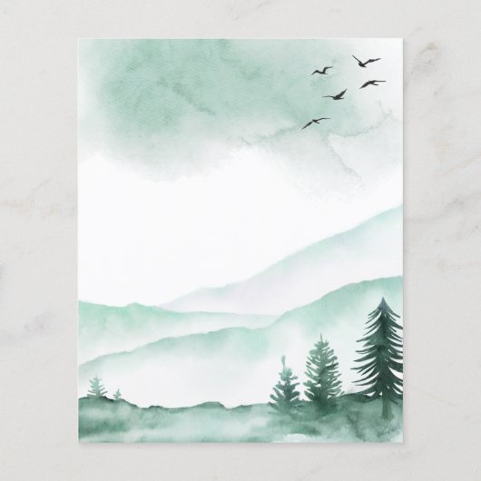 Budget Mountain Rustic Waterverf Greenery Wedding Flyer (Achterkant)