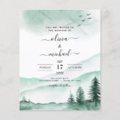 Budget Mountain Rustic Waterverf Greenery Wedding Flyer (Voorkant)