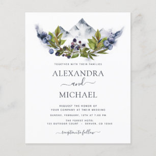 Budget Mountain Rustic Waterverf Greenery Wedding Flyer