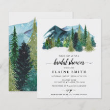 Budget Mountains Pine Bridal Shower Invitation