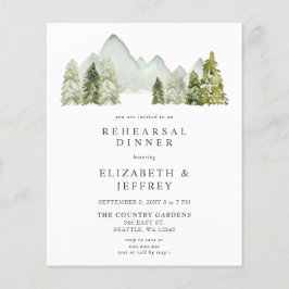Budget Mountains Pine Rehearsal Dinner Invitation