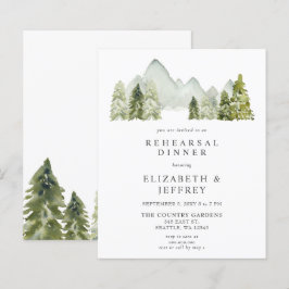 Budget Mountains Pine Rehearsal Dinner Invitation