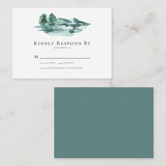 BUDGET Mountains Wedding RSVP Kaart Notitiekaartje (Voorkant / Achterkant)