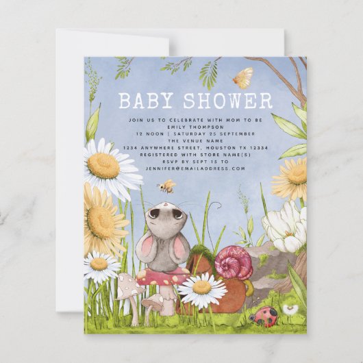 Budget Mouse Woodland Baby shower Invitation (Voorkant)