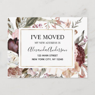 Budget Moving Aankondiging Boho Mauve Bloemenposte Briefkaart