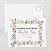 Budget Moving Aankondiging Dusty Pink Floral PostC Briefkaart (Voorkant / Achterkant)