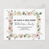 Budget Moving Aankondiging Dusty Pink Floral PostC Briefkaart (Voorkant)