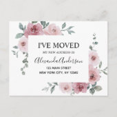 Budget Moving Aankondiging Dusty Pink Floral PostC Briefkaart (Voorkant)