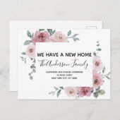 Budget Moving Aankondiging Dusty Pink Floral PostC Briefkaart (Voorkant / Achterkant)