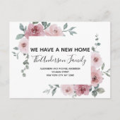 Budget Moving Aankondiging Dusty Pink Floral PostC Briefkaart (Voorkant)