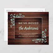 Budget Moving Announc Rustic Eucalyptus Wood (Voorkant / Achterkant)