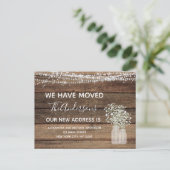 Budget Moving Announc Rustic Farmhouse Wood Briefkaart (Staand voorkant)