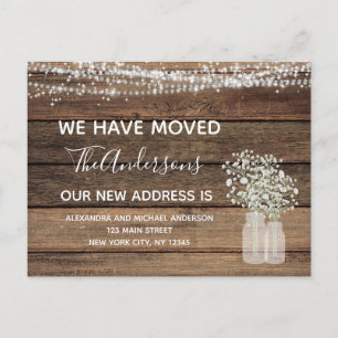 Budget Moving Announc Rustic Farmhouse Wood Briefkaart