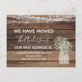 Budget Moving Announc Rustic Farmhouse Wood Briefkaart