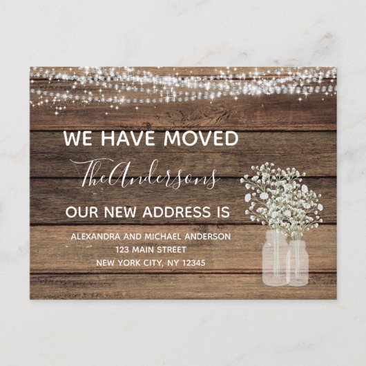 Budget Moving Announc Rustic Farmhouse Wood Briefkaart (Voorkant)