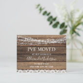 Budget Moving Announc Rustic Farmhouse Wood Briefkaart (Staand voorkant)