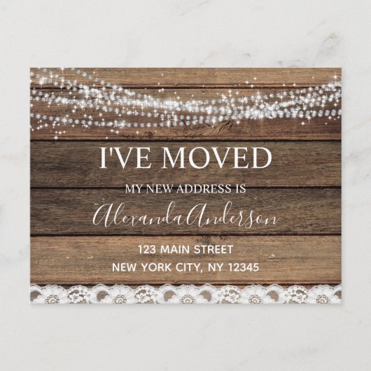 Budget Moving Announc Rustic Farmhouse Wood Briefkaart (Voorkant)