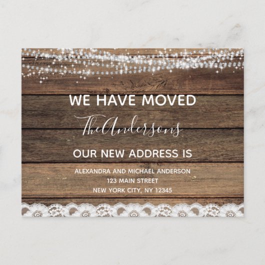Budget Moving Announc Rustic Farmhouse Wood Briefkaart (Voorkant)