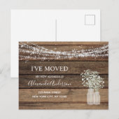Budget Moving Announc Rustic Farmhouse Wood Briefkaart (Voorkant / Achterkant)