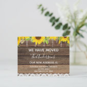 Budget Moving Announc Rustic Sunflower Wood Briefkaart (Staand voorkant)