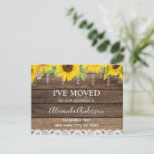 Budget Moving Announc Rustic Sunflower Wood Briefkaart (Staand voorkant)