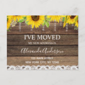 Budget Moving Announc Rustic Sunflower Wood Briefkaart (Voorkant)
