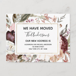 Budget Moving Announcement Boho Mauve Floral Briefkaart