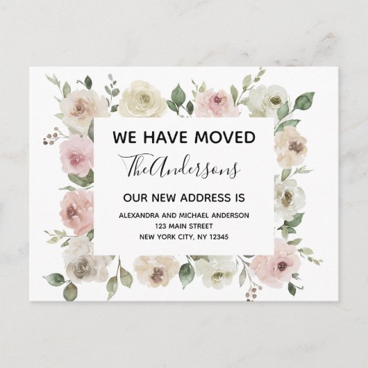Budget Moving Announge Stusty Pink Floral Briefkaart (Voorkant)