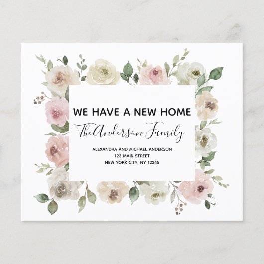 Budget Moving Announge Stusty Pink Floral Flyer (Voorkant)