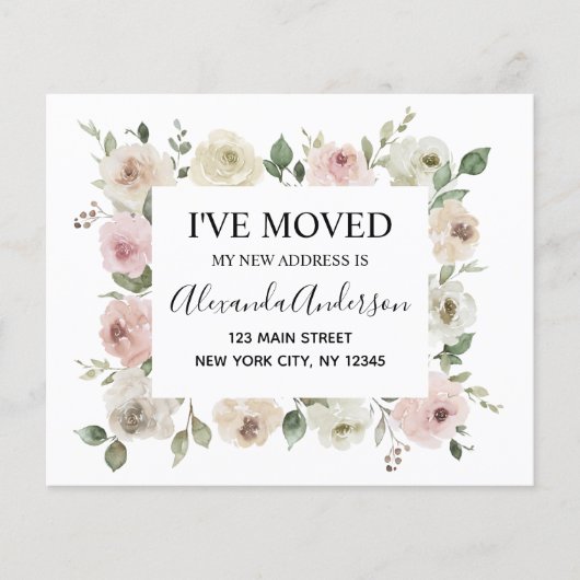 Budget Moving Announge Stusty Pink Floral Flyer (Voorkant)