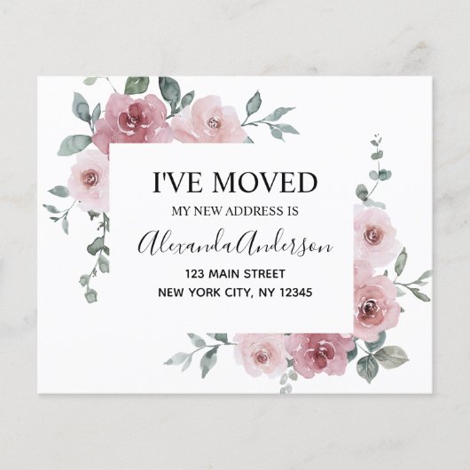 Budget Moving Announge Stusty Pink Floral Flyer (Voorkant)