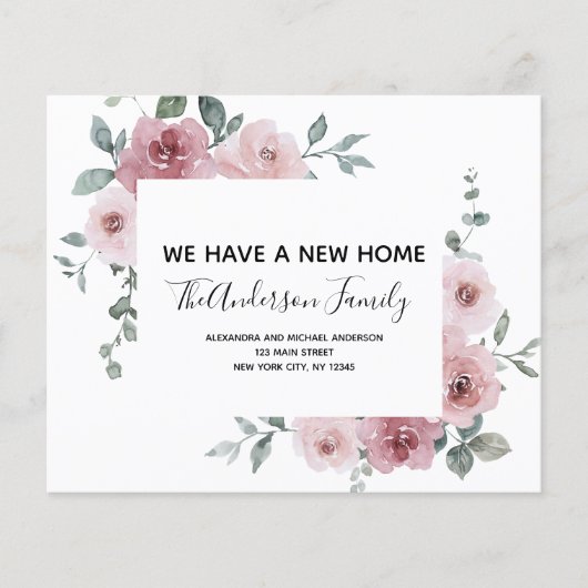 Budget Moving Announge Stusty Pink Floral Flyer (Voorkant)