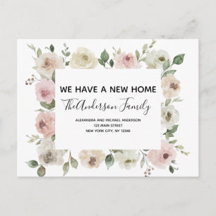 Budget Moving Announge Stusty Pink Floral Postc Briefkaart