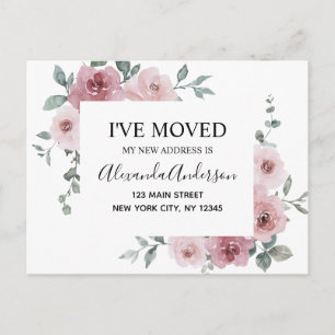 Budget Moving Announge Stusty Pink Floral Postc Briefkaart